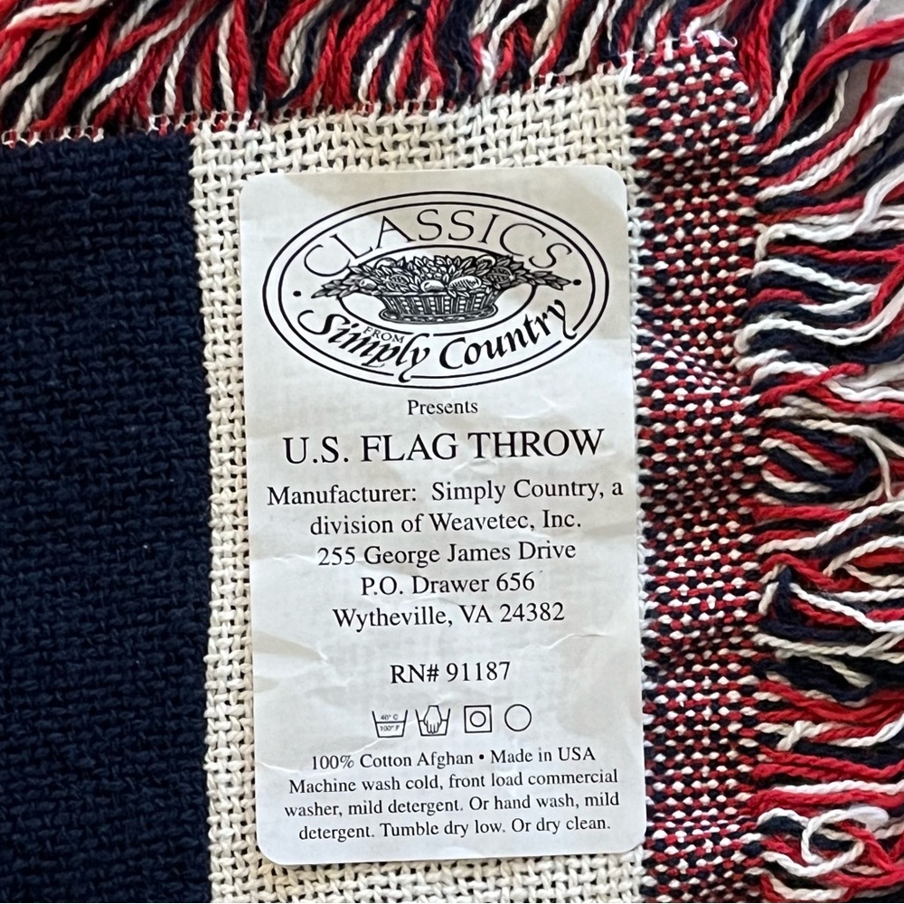 47" L x 36" H USA Flag Throw Made in VA, USA. Celebrate 250th 4th of July NEW! - Picture 5 of 5